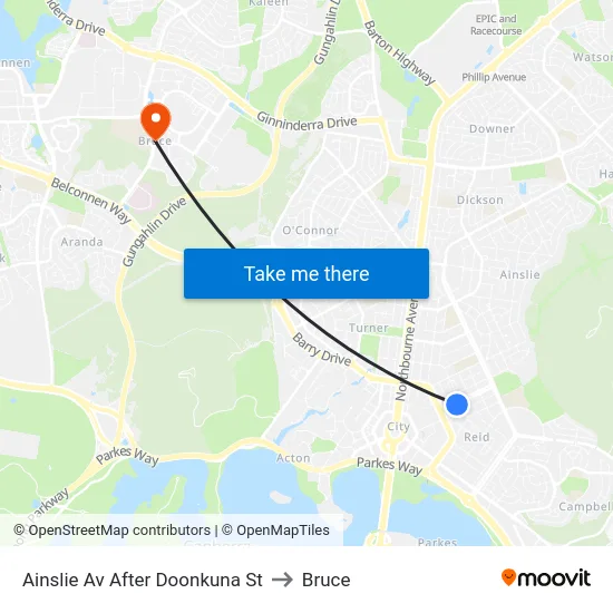 Ainslie Av After Doonkuna St to Bruce map