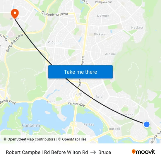Robert Campbell Rd Before Wilton Rd to Bruce map
