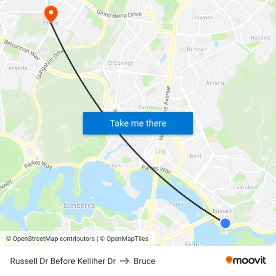 Russell Dr Before Kelliher Dr to Bruce map