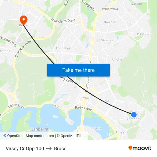 Vasey Cr Opp 100 to Bruce map