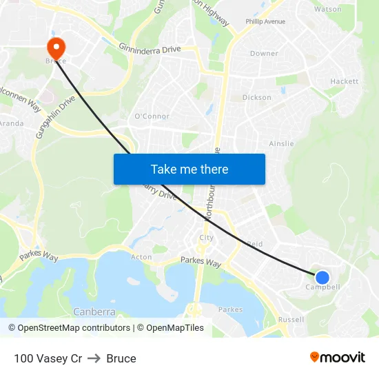 100 Vasey Cr to Bruce map