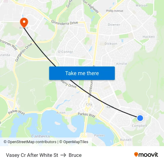 Vasey Cr After White St to Bruce map