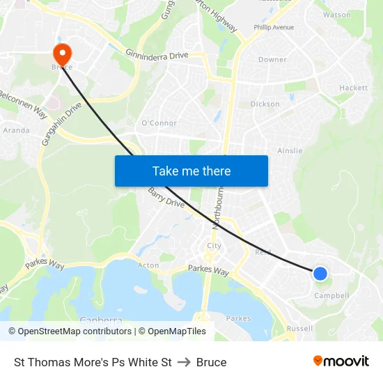 St Thomas More's Ps White St to Bruce map