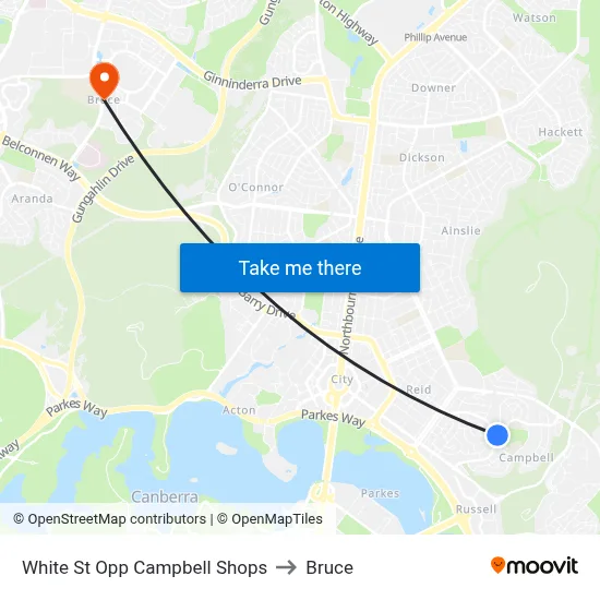 White St Opp Campbell Shops to Bruce map