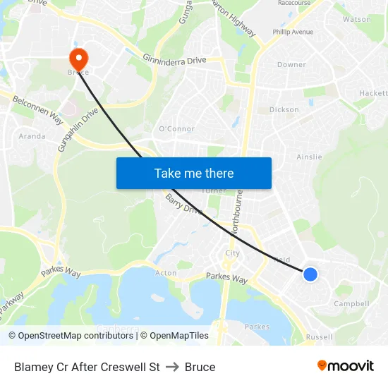 Blamey Cr After Creswell St to Bruce map