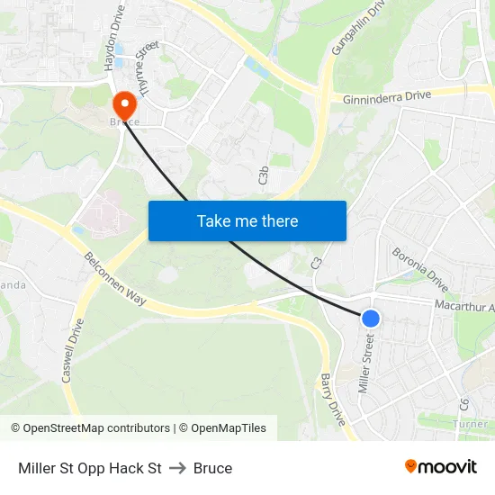 Miller St Opp Hack St to Bruce map
