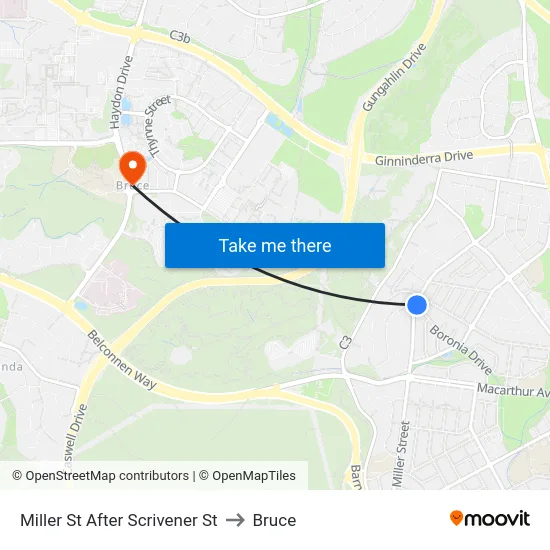 Miller St After Scrivener St to Bruce map