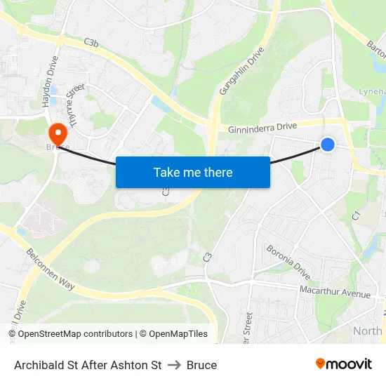 Archibald St After Ashton St to Bruce map