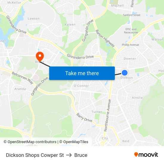 Dickson Shops Cowper St to Bruce map