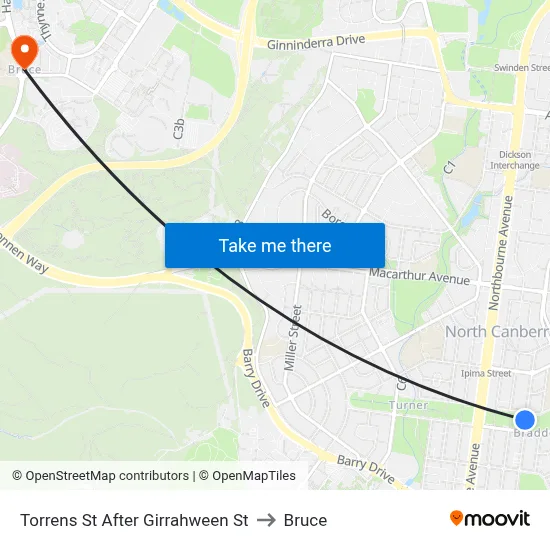 Torrens St After Girrahween St to Bruce map