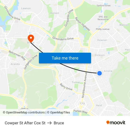 Cowper St After Cox St to Bruce map