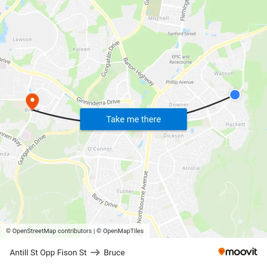 Antill St Opp Fison St to Bruce map