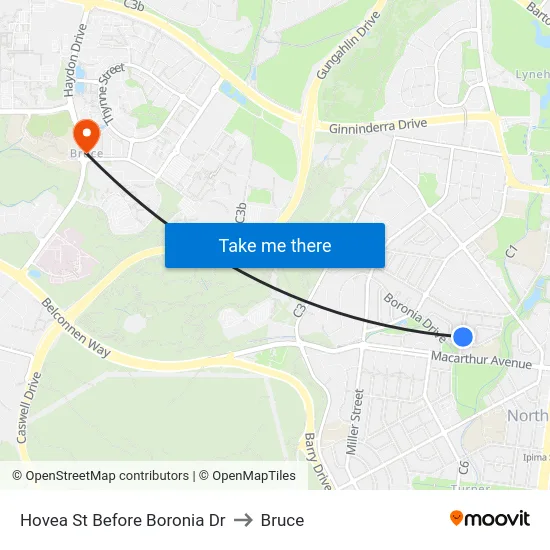 Hovea St Before Boronia Dr to Bruce map