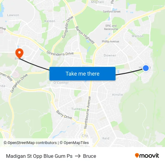 Madigan St Opp Blue Gum Ps to Bruce map