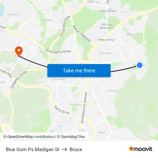 Blue Gum Ps Madigan St to Bruce map