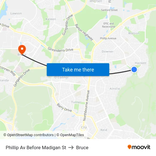 Phillip Av Before Madigan St to Bruce map