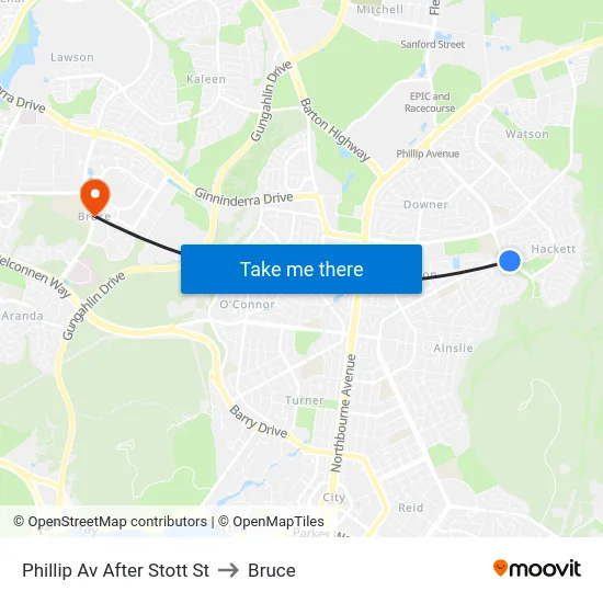 Phillip Av After Stott St to Bruce map