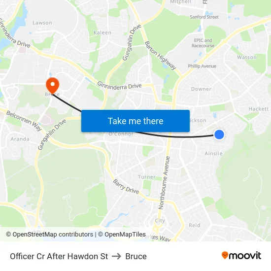 Officer Cr After Hawdon St to Bruce map