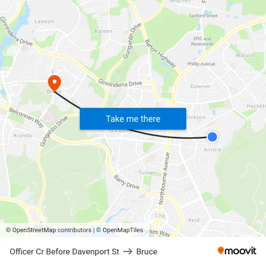 Officer Cr Before Davenport St to Bruce map