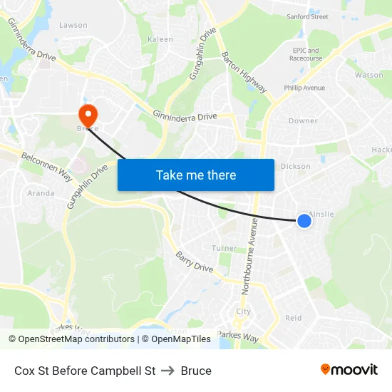 Cox St Before Campbell St to Bruce map