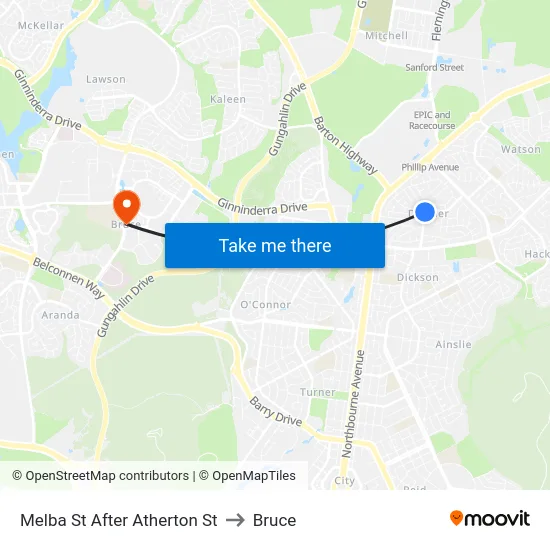 Melba St After Atherton St to Bruce map