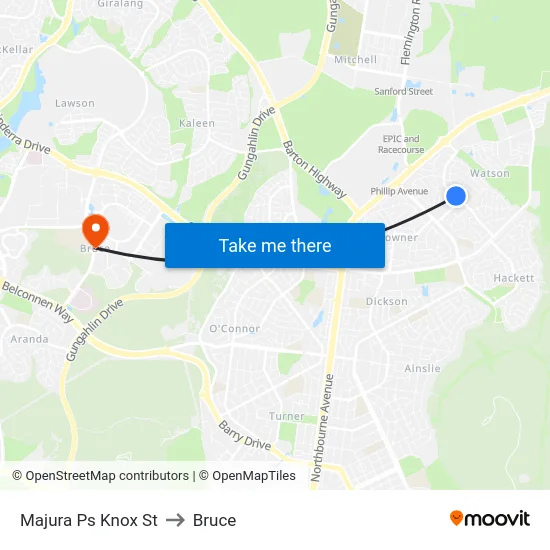 Majura Ps Knox St to Bruce map