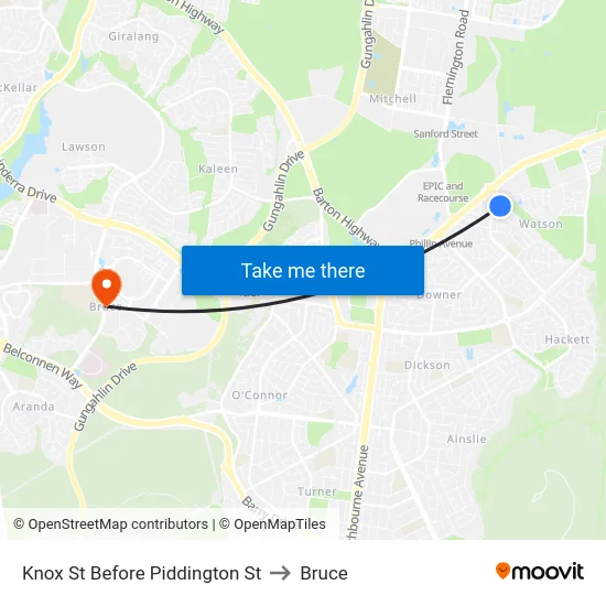 Knox St Before Piddington St to Bruce map