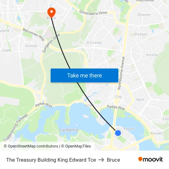 The Treasury Building King Edward Tce to Bruce map