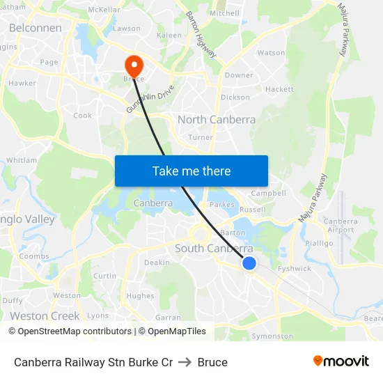 Canberra Railway Stn Burke Cr to Bruce map