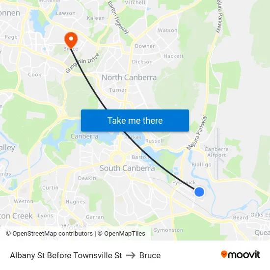 Albany St Before Townsville St to Bruce map