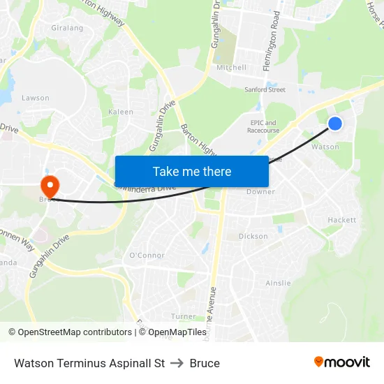 Watson Terminus Aspinall St to Bruce map