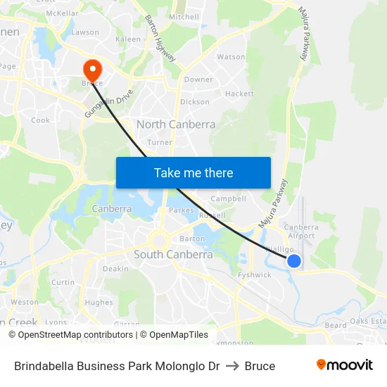 Brindabella Business Park Molonglo Dr to Bruce map