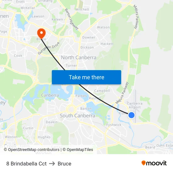 8 Brindabella Cct to Bruce map