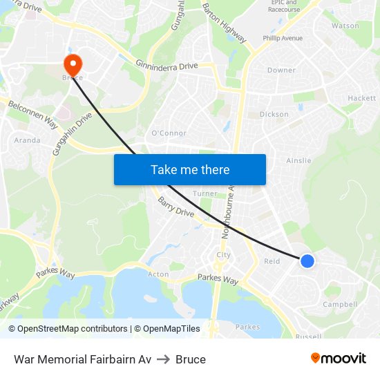 War Memorial Fairbairn Av to Bruce map