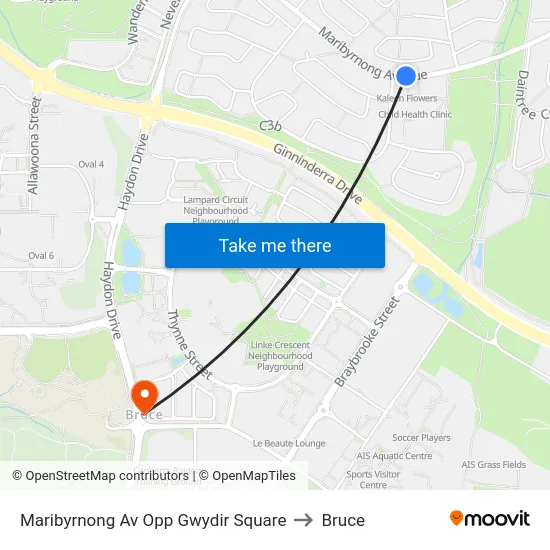 Maribyrnong Av Opp Gwydir Square to Bruce map