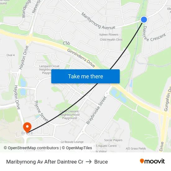 Maribyrnong Av After Daintree Cr to Bruce map