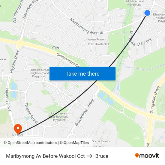 Maribyrnong Av Before Wakool Cct to Bruce map