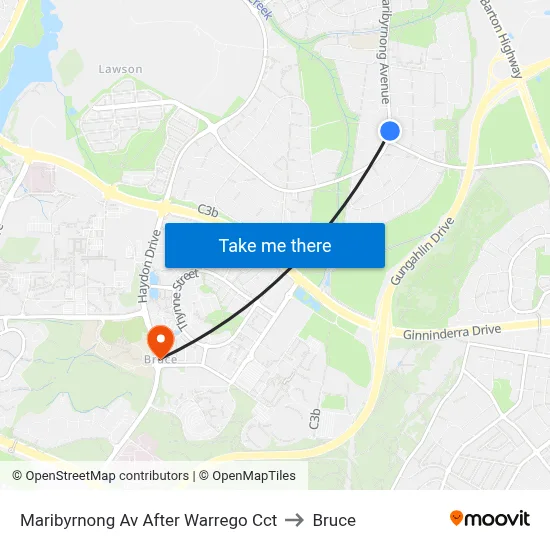 Maribyrnong Av After Warrego Cct to Bruce map