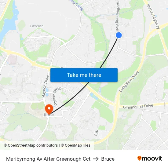 Maribyrnong Av After Greenough Cct to Bruce map