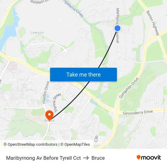 Maribyrnong Av Before Tyrell Cct to Bruce map