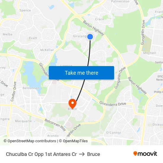 Chuculba Cr Opp 1st Antares Cr to Bruce map