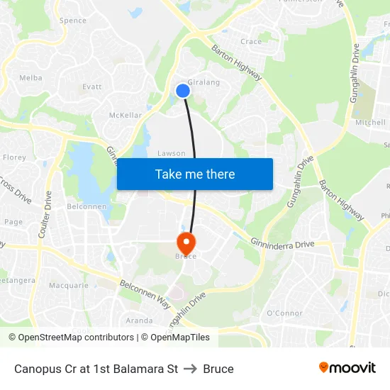 Canopus Cr at 1st Balamara St to Bruce map