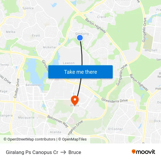 Giralang Ps Canopus Cr to Bruce map