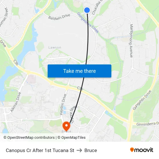 Canopus Cr After 1st Tucana St to Bruce map
