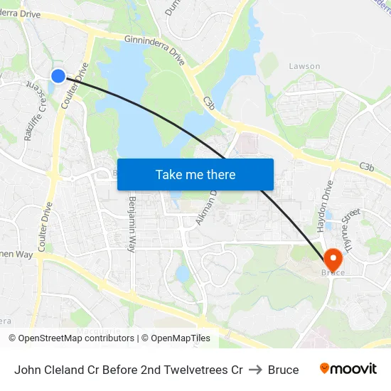 John Cleland Cr Before 2nd Twelvetrees Cr to Bruce map