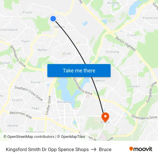 Kingsford Smith Dr Opp Spence Shops to Bruce map