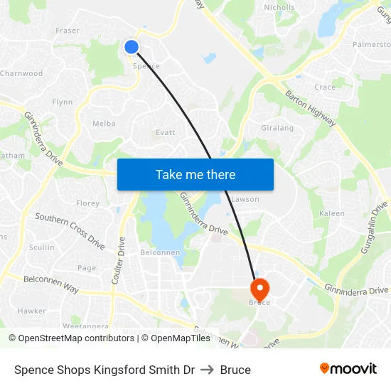 Spence Shops Kingsford Smith Dr to Bruce map