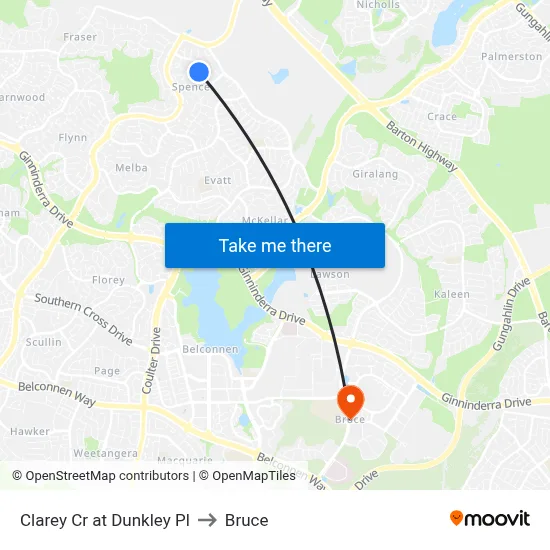 Clarey Cr at Dunkley Pl to Bruce map