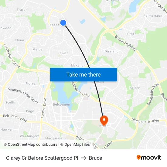 Clarey Cr Before Scattergood Pl to Bruce map