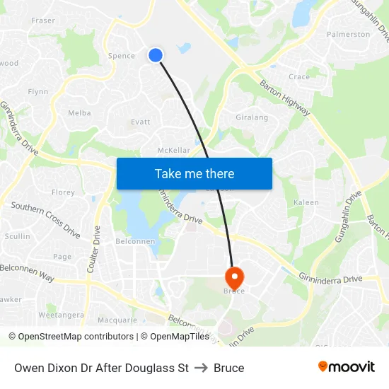 Owen Dixon Dr After Douglass St to Bruce map